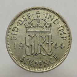 1944 - 6 pence, striebro, George VI., Anglicko