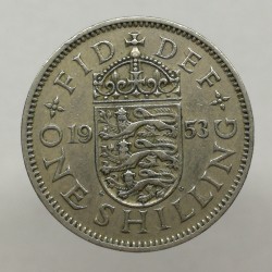 1953 - 1 shilling, Elizabeth II., anglický erb, Anglicko
