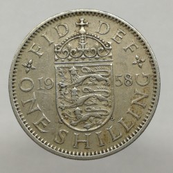 1958 - 1 shilling, Elizabeth II., anglický erb, Anglicko