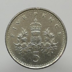 2007 - 5 pence, Elizabeth II., Anglicko