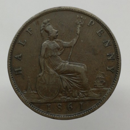 1861 - 1/2 penny, Victoria, Anglicko
