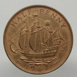 1967 - 1/2 penny, Elizabeth II., Anglicko