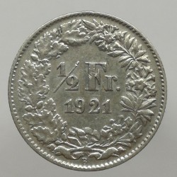 1921 B - 1/2 franc, striebro, Švajčiarsko