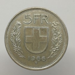 1966 B - 5 franc, striebro, Švajčiarsko