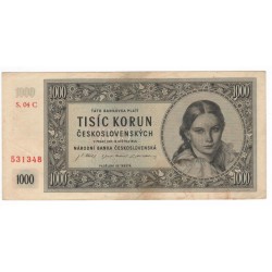 1 000 Kčs 1945, 2 x 04 C - sériové čísla po sebe, bankovky, Československo