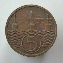 1938 - 5 halier, O. Španiel, Československo 1918 - 1939