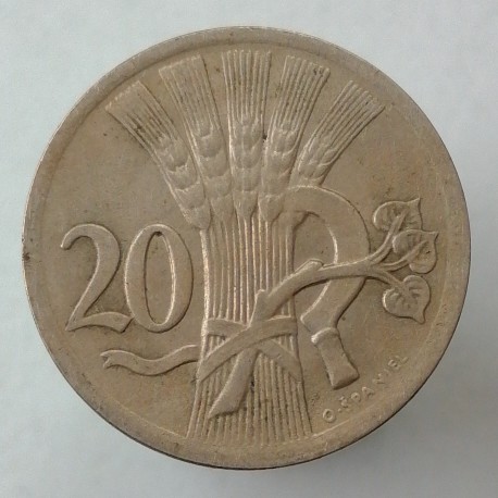 1938 - 20 halier, O. Španiel, Československo 1918 - 1939