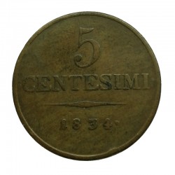 1834 V - 5 centesimi, František I. 1792 - 1835