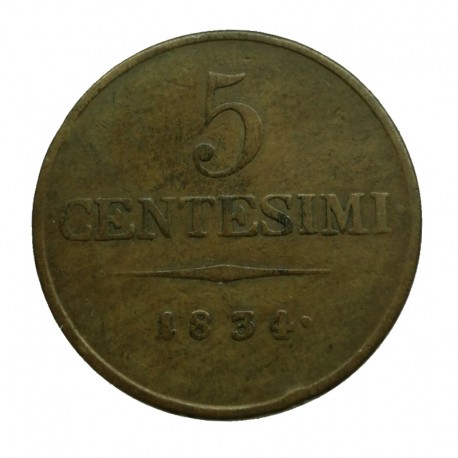 1834 V - 5 centesimi, František I. 1792 - 1835