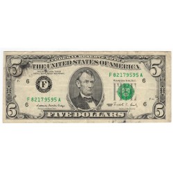 5 Dollars - 1988 F, F - A, 6 F, Lincoln, USA