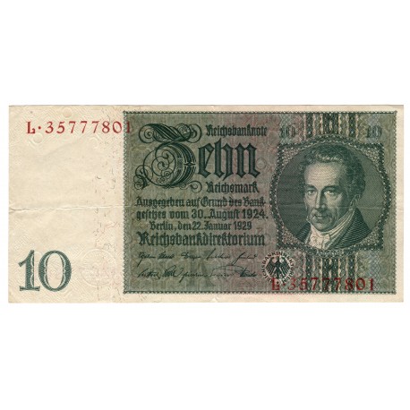 10 Mark - 1929, L, Nemecko, F