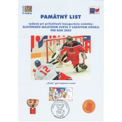 7. 7. 2002 - Slovensko majstrom sveta v ľadovom hokeji pre rok 2002, PaL 5, pamätný list