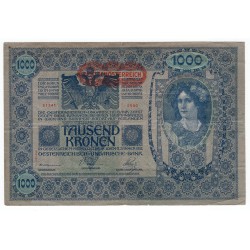 1 000 Kronen - 1919 so starým dátumom 1902, 2590, pretlač Deutschӧsterreich, Rakúsko, G