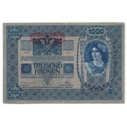 1 000 Kronen - 1919 so starým dátumom 1902, 1310, pretlač Deutschӧsterreich, Rakúsko, G