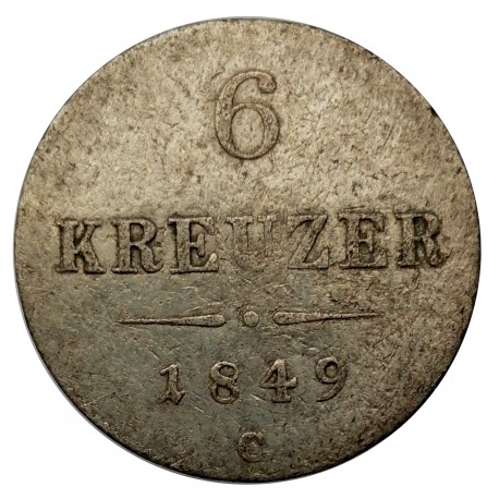 1849 C - 6 kreuzer, František Jozef I. 1848 - 1916